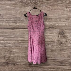 Voodoo Vixen Pink Midi Dress with Gray Patterns